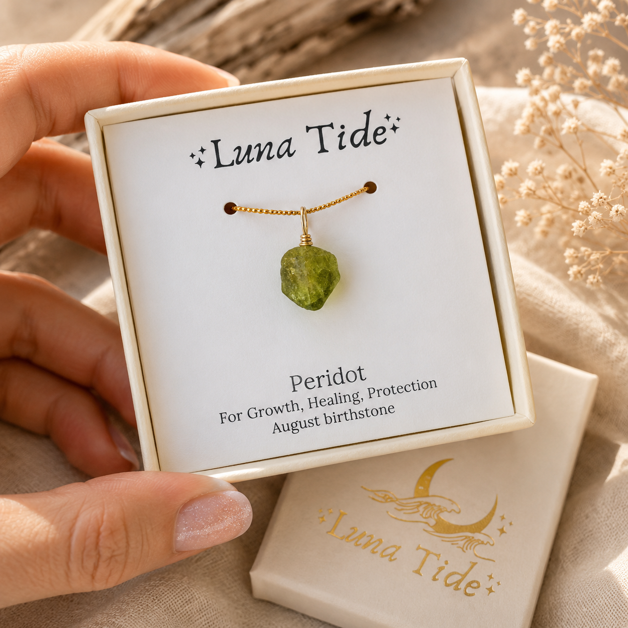 Tiny Raw Peridot Crystal Pendant