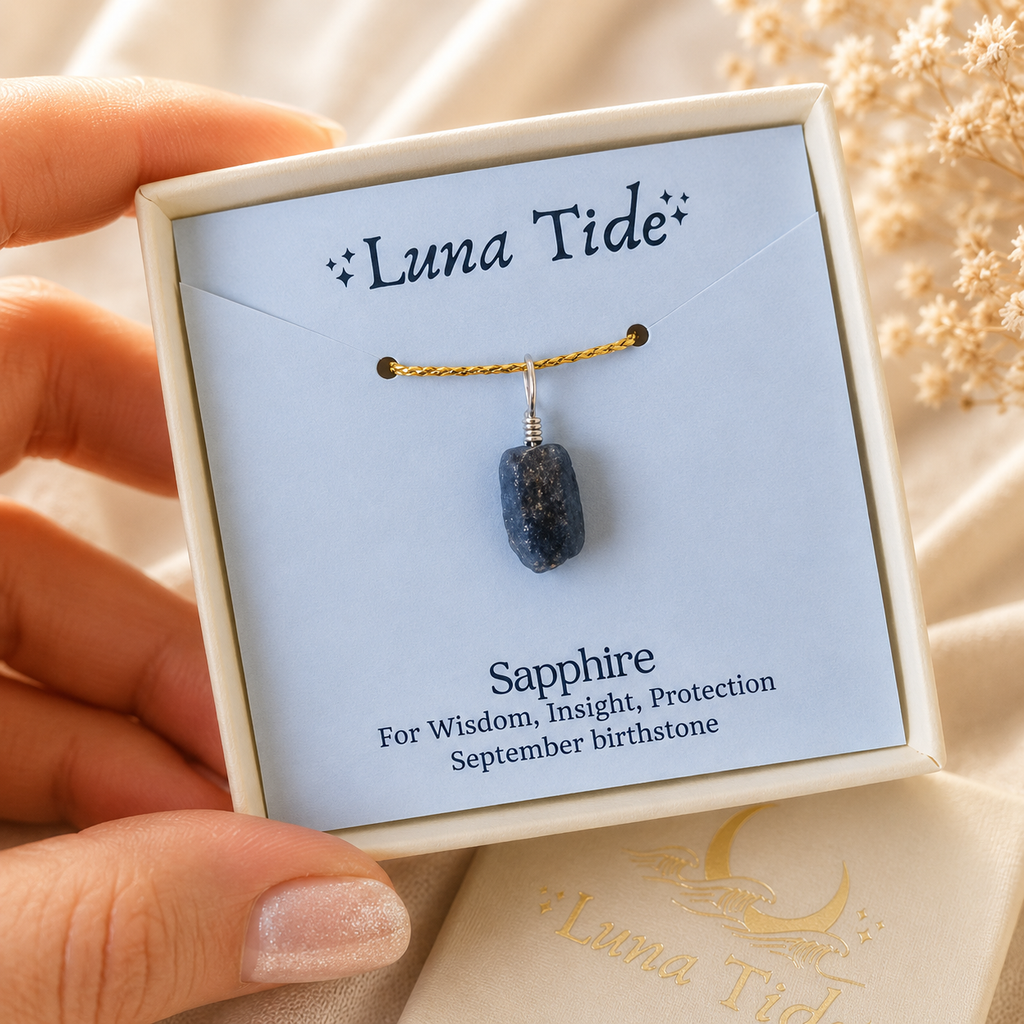 Tiny Raw Sapphire Crystal Pendant