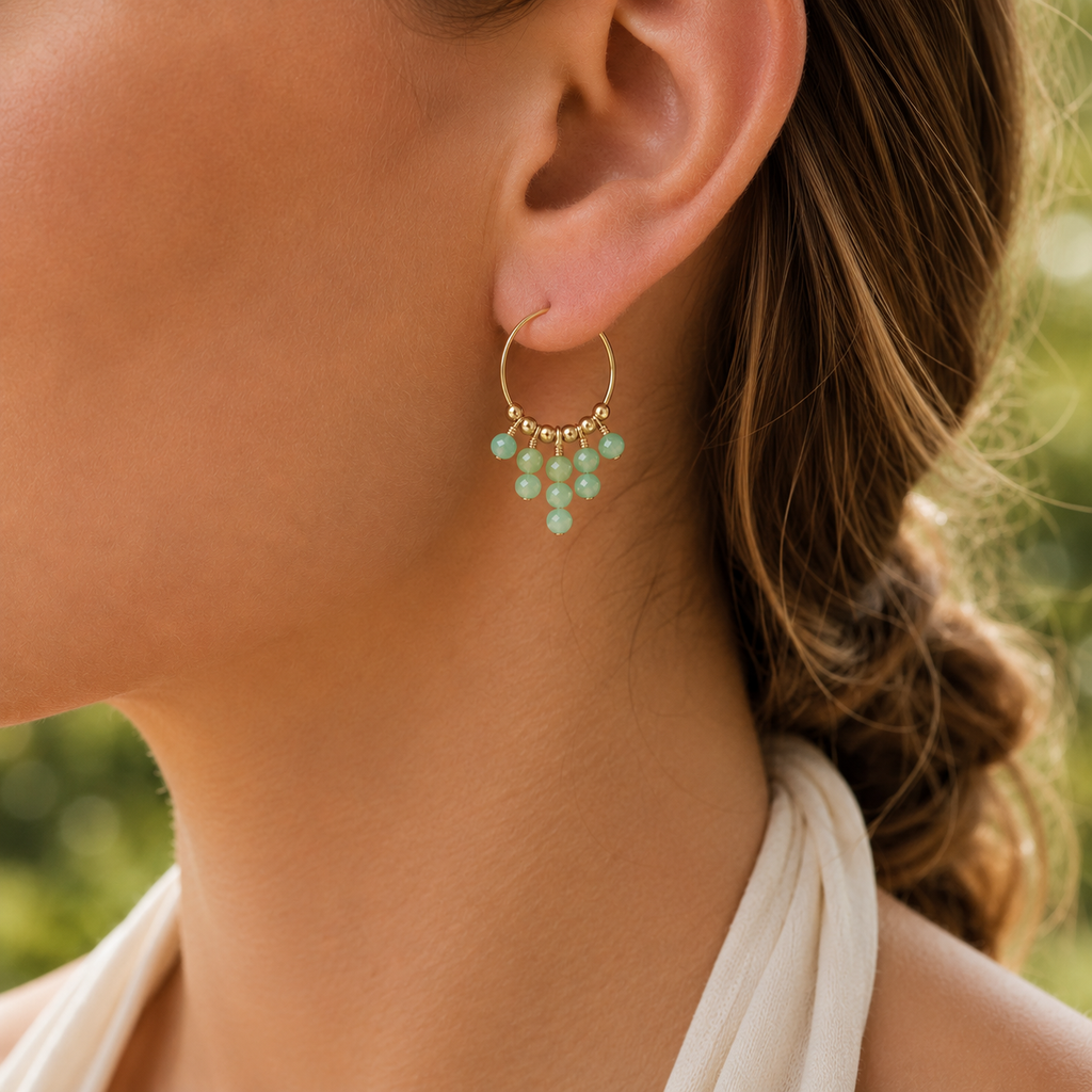 Chrysoprase Statement Hoop Earrings