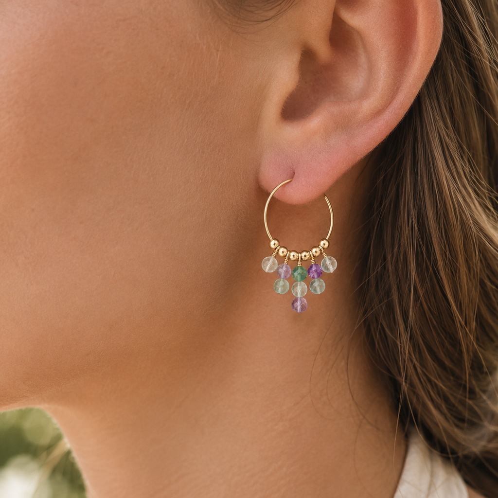 Fluorite Statement Hoop Earrings