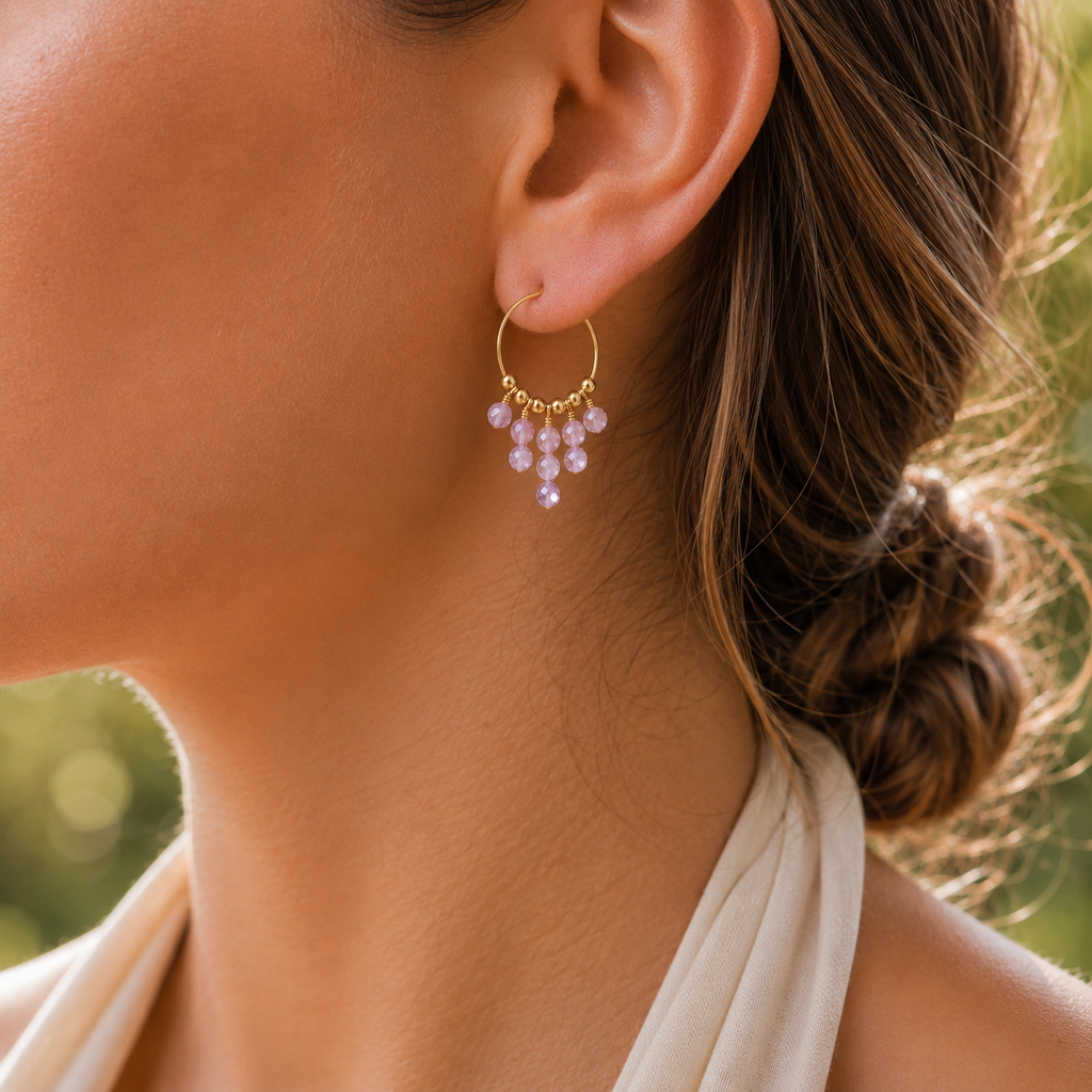 Kunzite Statement Hoop Earrings