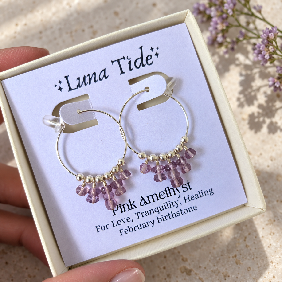 Pink Amethyst Statement Hoop Earrings