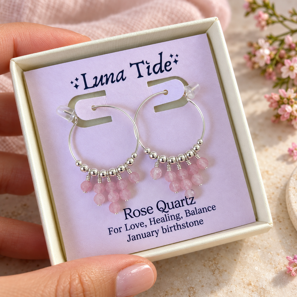 Rose Quartz Statement Hoop Earrings