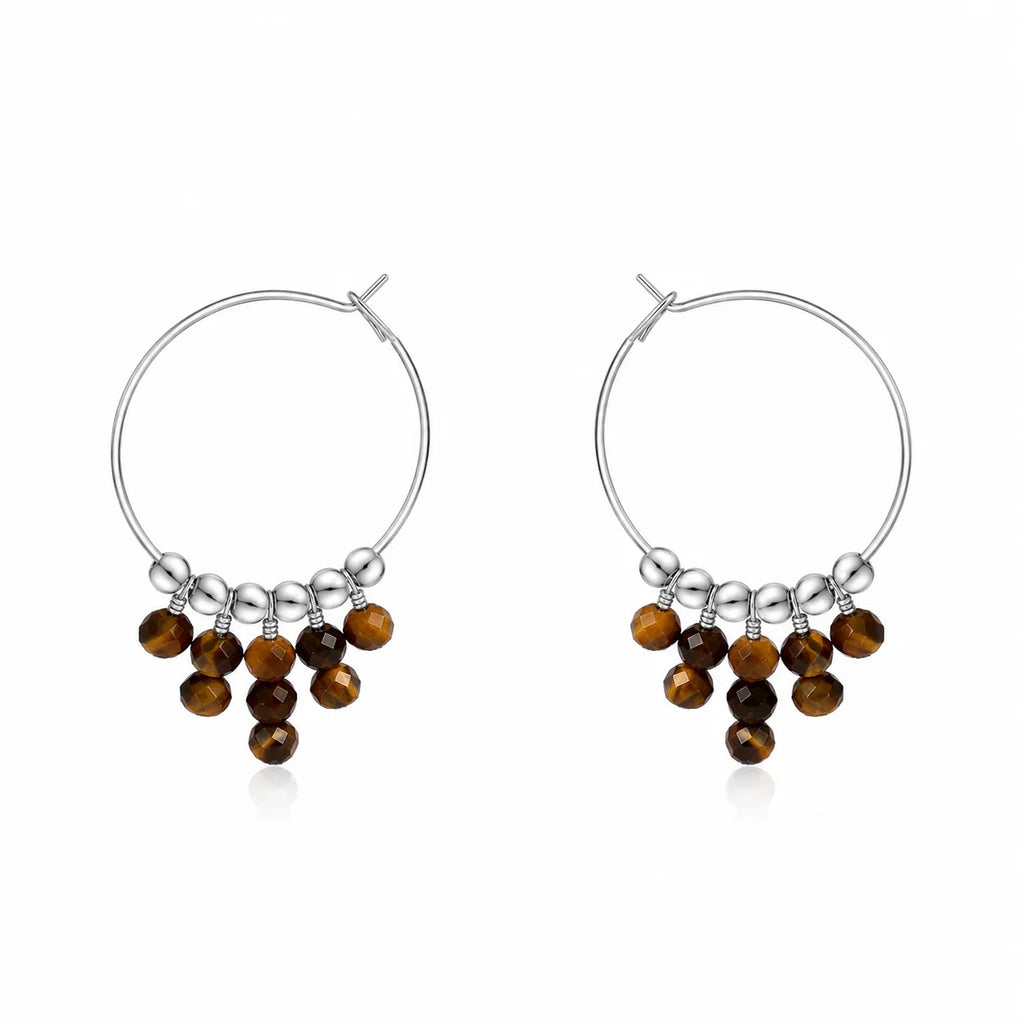 Tiger's Eye Statement Hoop Earrings