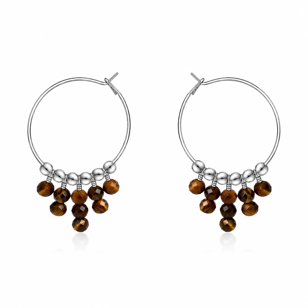 Tiger's Eye Statement Hoop Earrings