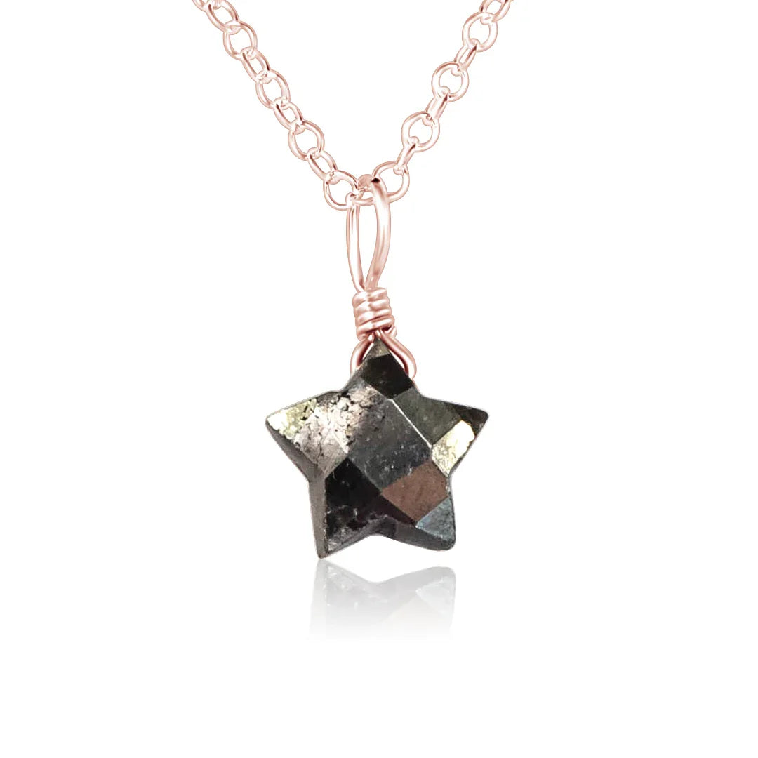 Little Pyrite Crystal Star Pendant Necklace