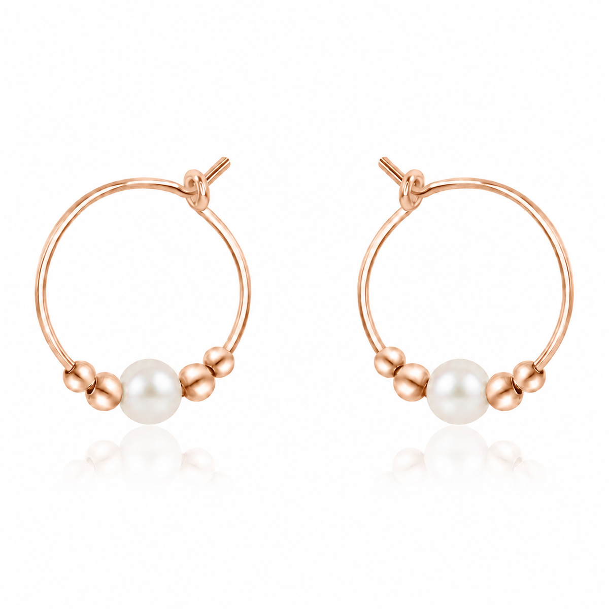 Tiny White Freshwater Pearl Bead Hoop Earrings