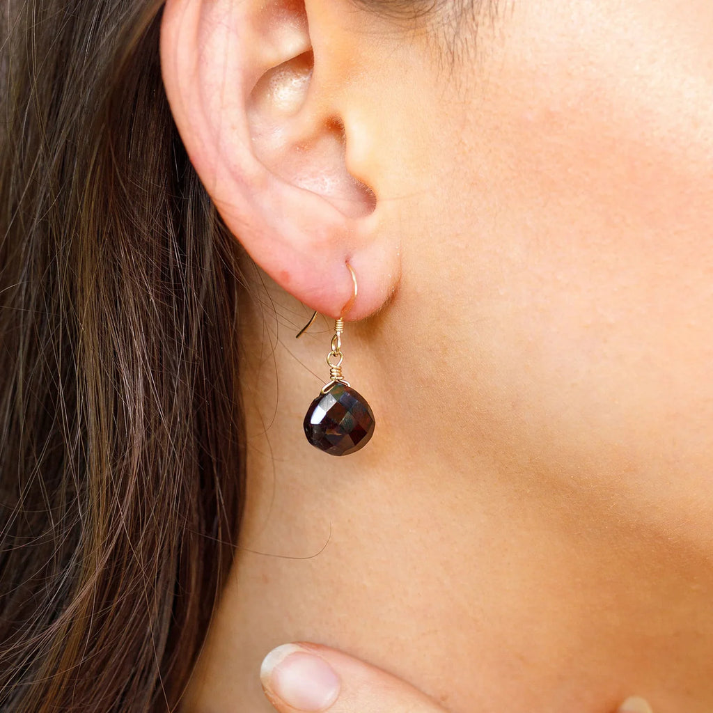 Garnet Gemstone Teardrop Dangle Earrings