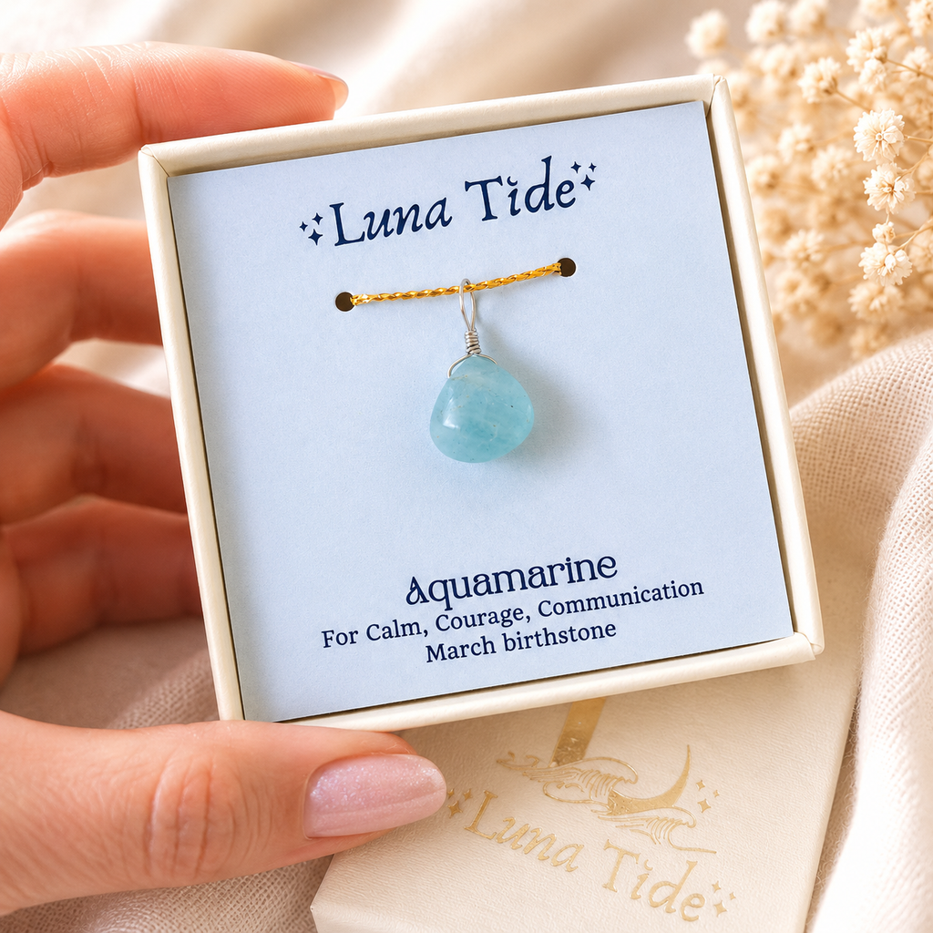 Tiny Aquamarine Teardrop Gemstone Pendant