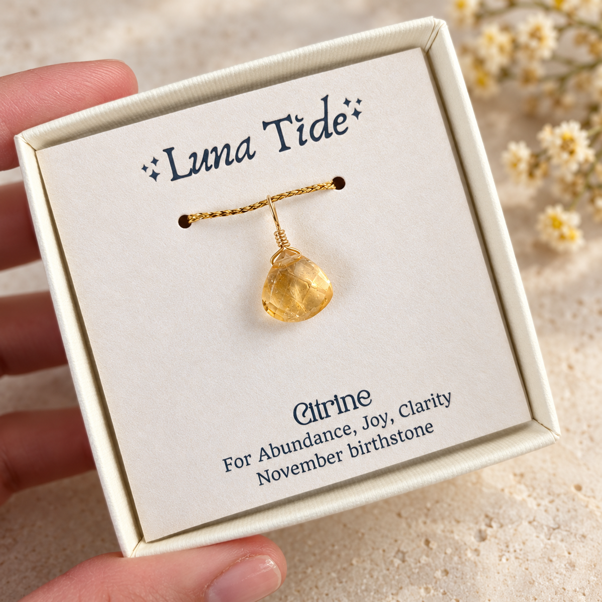 Tiny Citrine Teardrop Gemstone Pendant