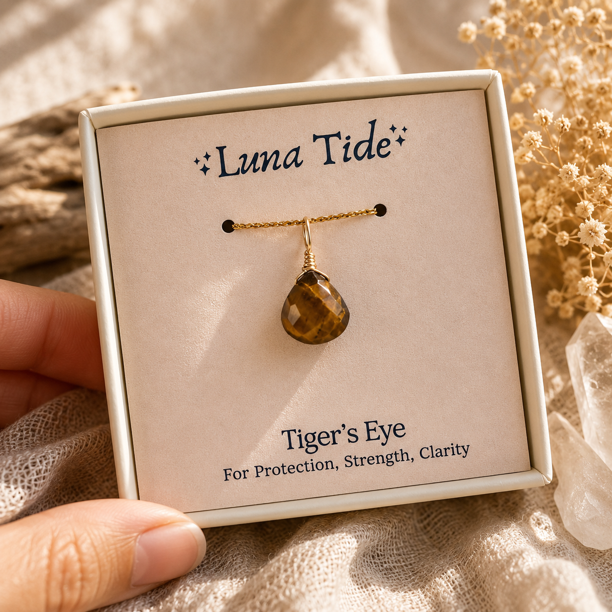 Tiny Tiger's Eye Teardrop Gemstone Pendant