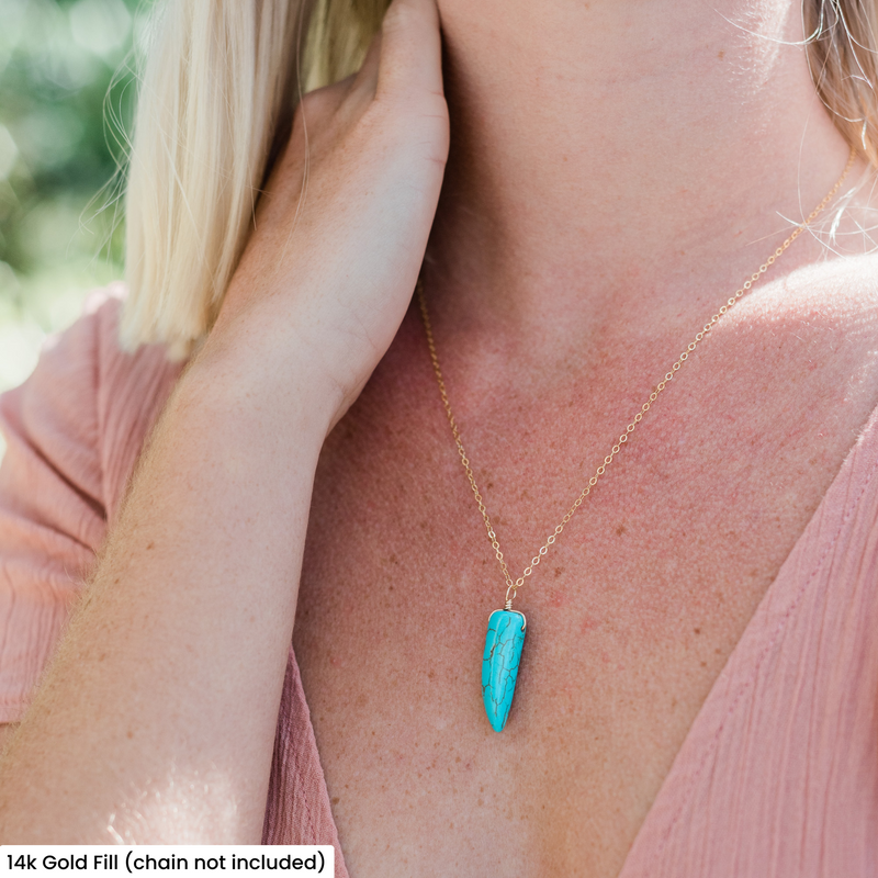 Dyed Turquoise Howlite Tusk Point Pendant