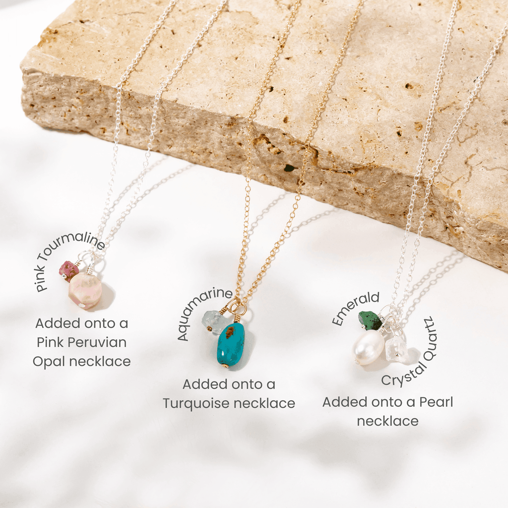 Dainty Raw Crystal Birthstone Charm - Dainty Raw Crystal Birthstone Charm - 14k Gold Fill / Amazonite - Luna Tide Handmade Crystal Jewellery