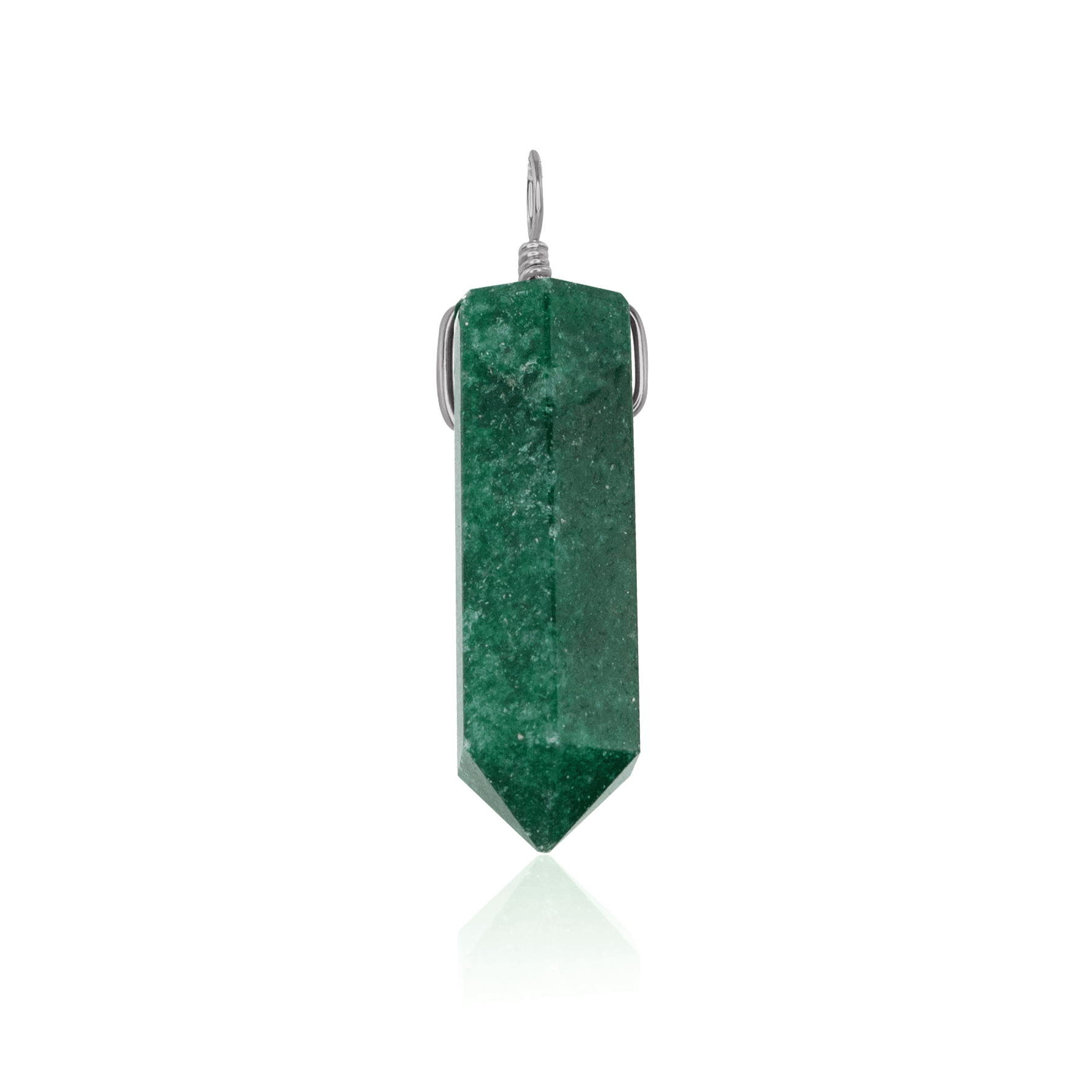 Large Aventurine Crystal Tower Point Generator Pendant - Large Aventurine Crystal Tower Point Generator Pendant - Stainless Steel - Luna Tide Handmade Crystal Jewellery