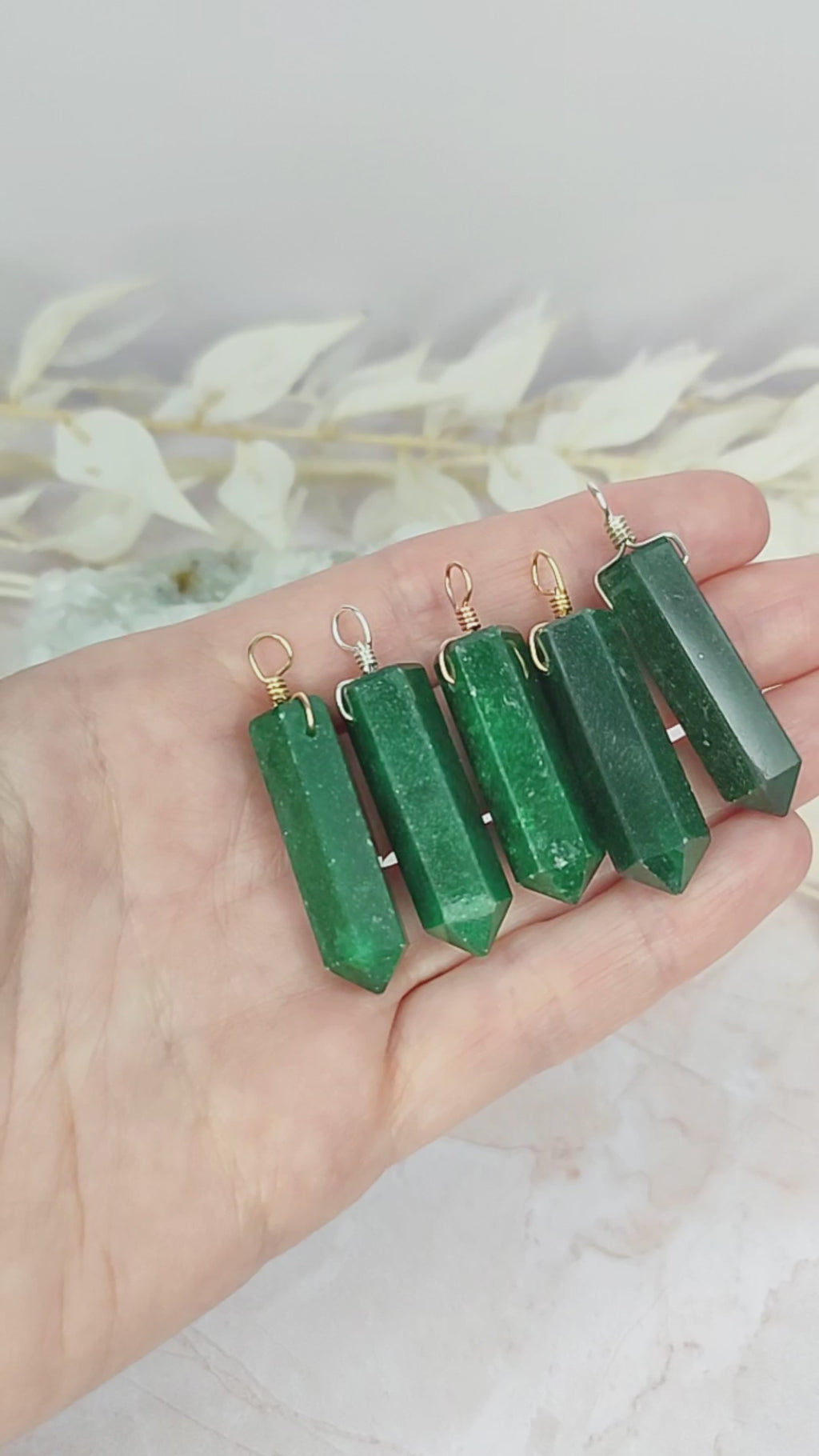 Large Aventurine Crystal Tower Point Generator Pendant