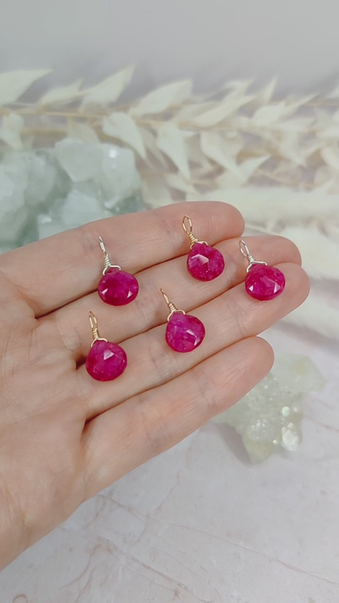 Tiny Ruby Teardrop Gemstone Pendant