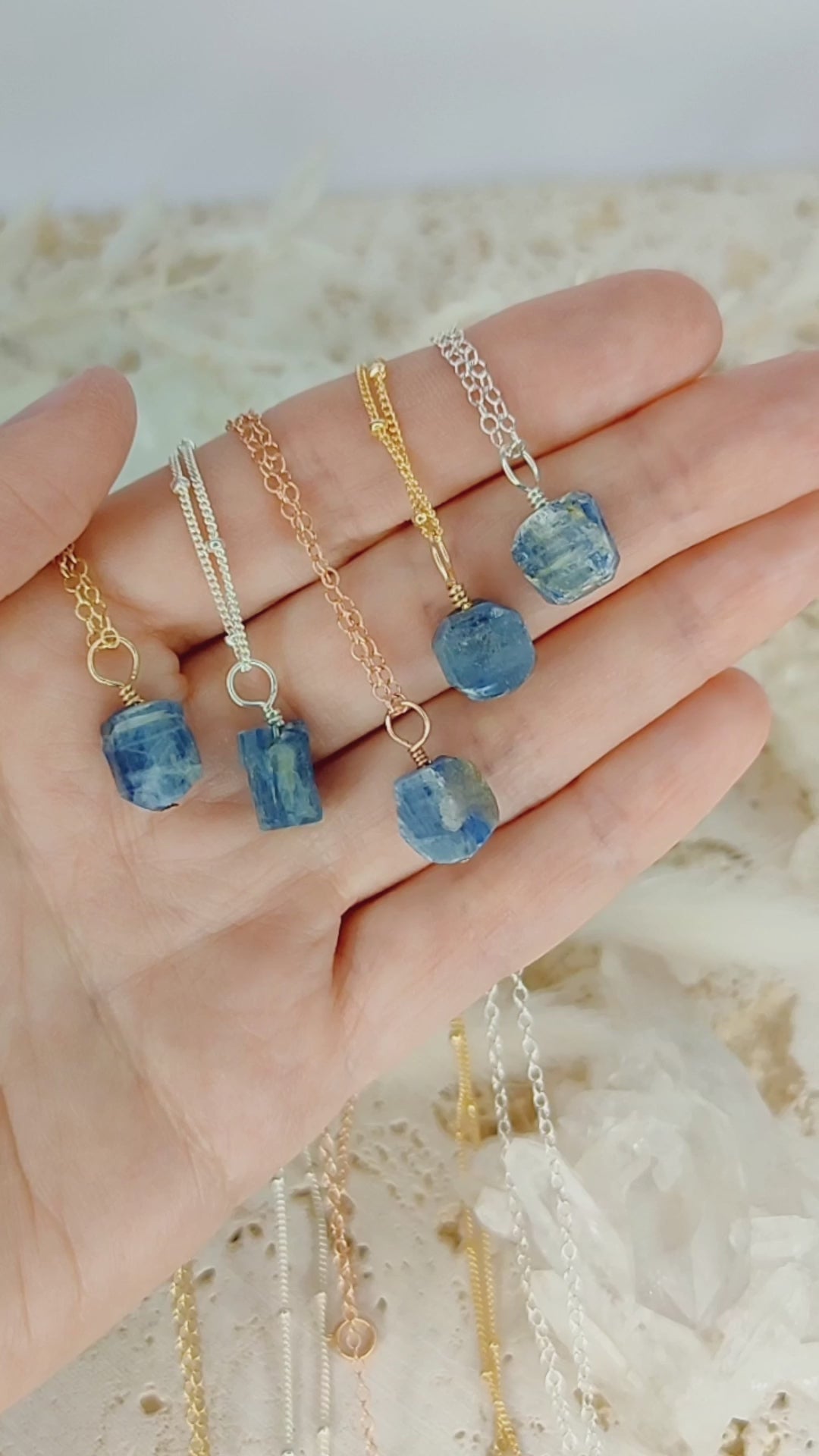 Tiny Raw Kyanite Pendant Necklace