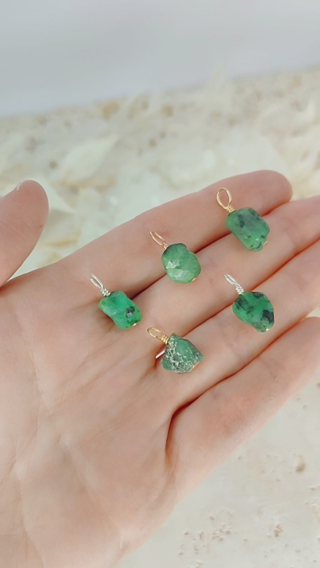 Tiny Raw Emerald Crystal Pendant