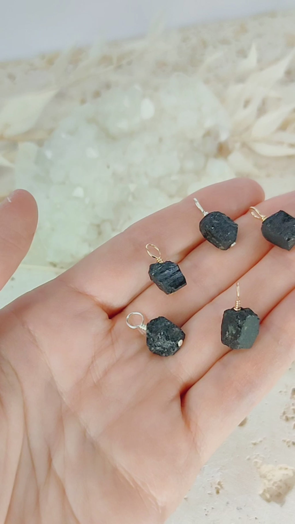 Tiny Raw Black Tourmaline Crystal Pendant