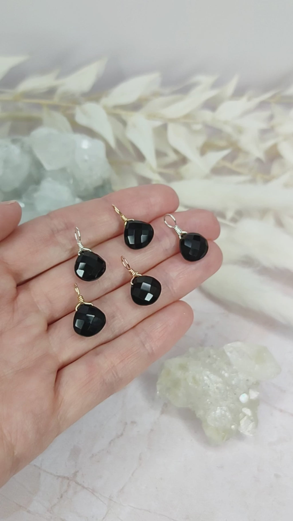 Tiny Black Onyx Teardrop Gemstone Pendant