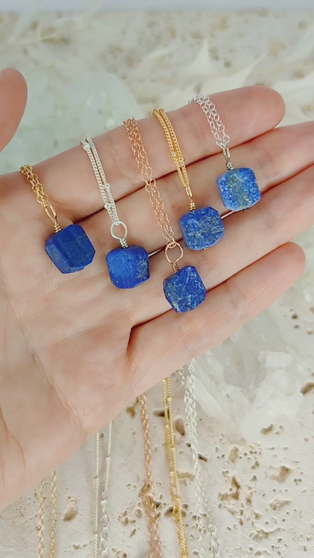 Tiny Raw Lapis Lazuli Pendant Necklace