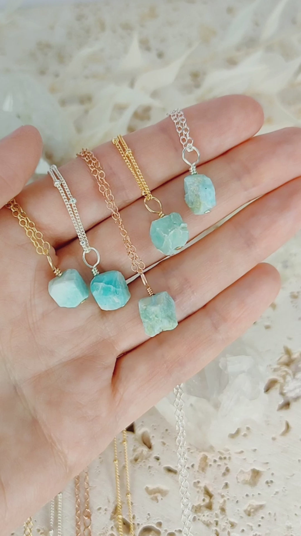 Tiny Raw Larimar Pendant Necklace
