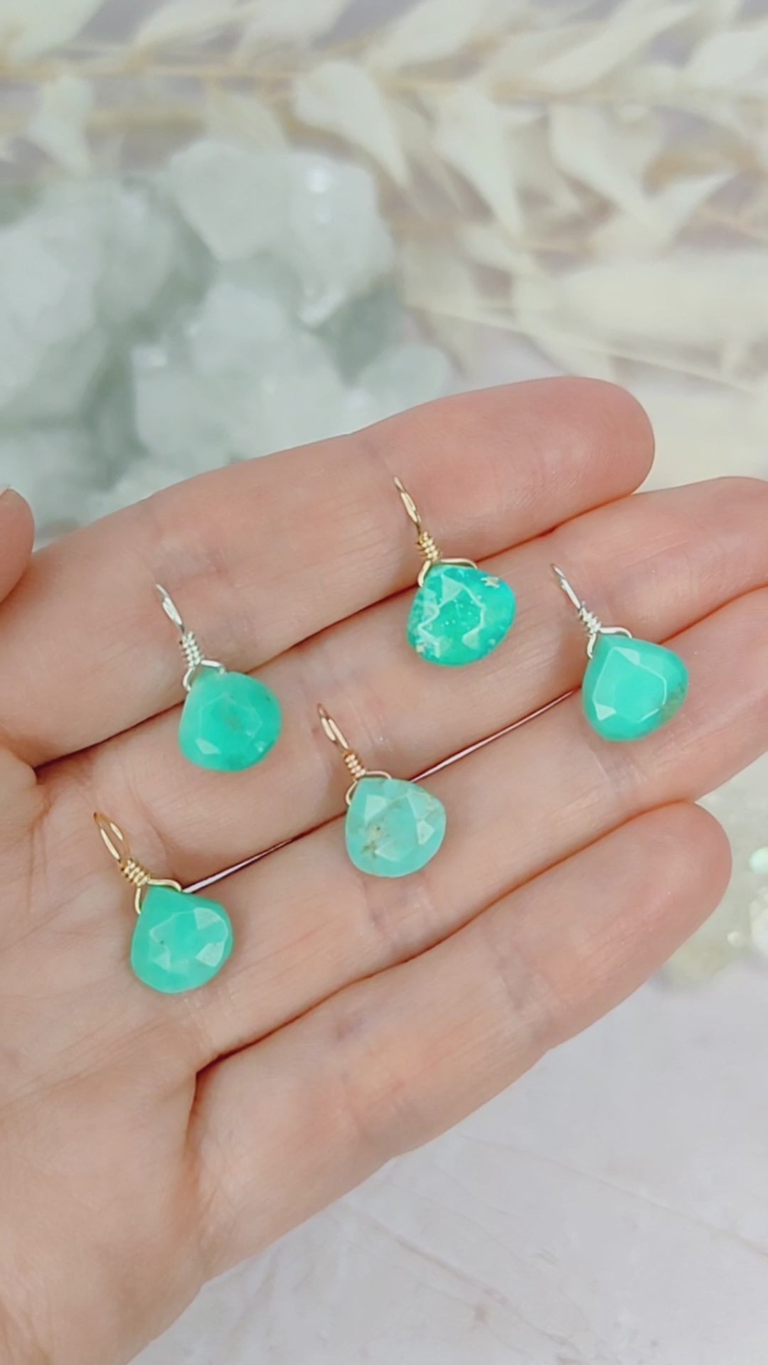 Tiny Turquoise Teardrop Gemstone Pendant