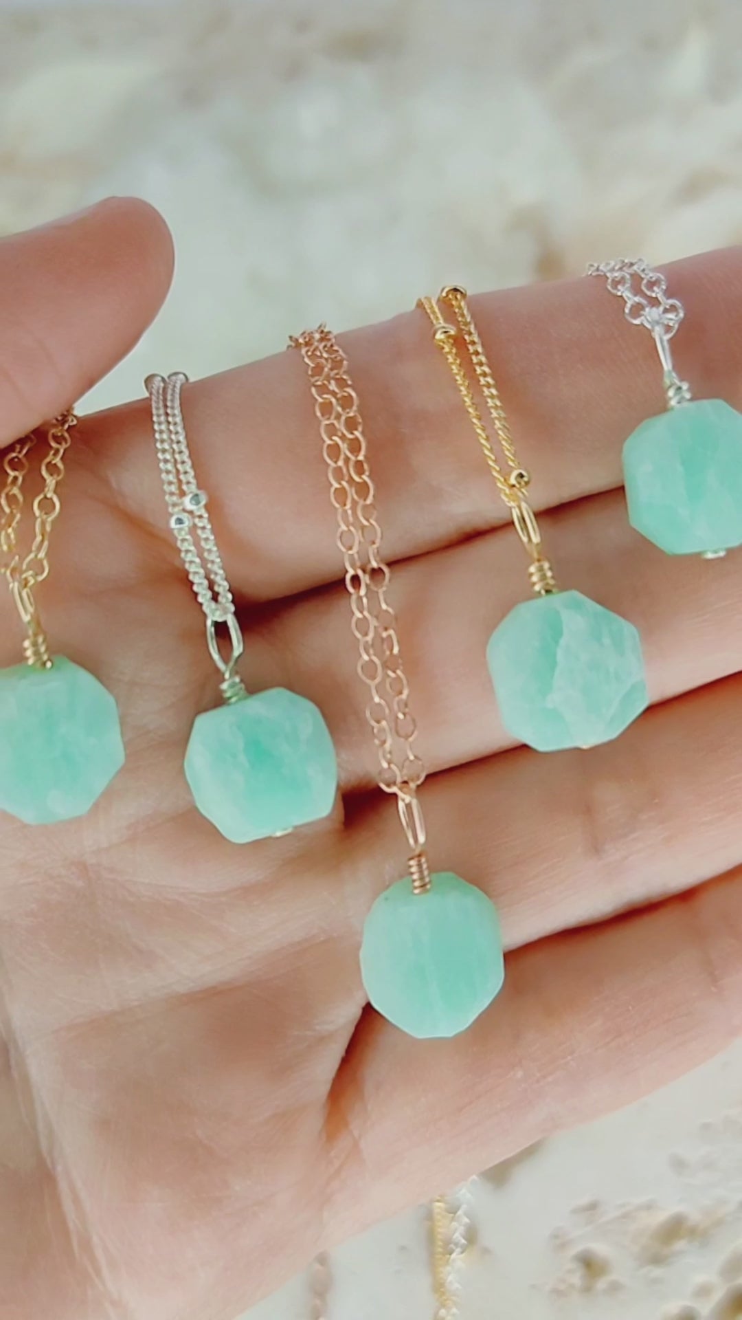 Raw Amazonite Natural Crystal Pendant Necklace