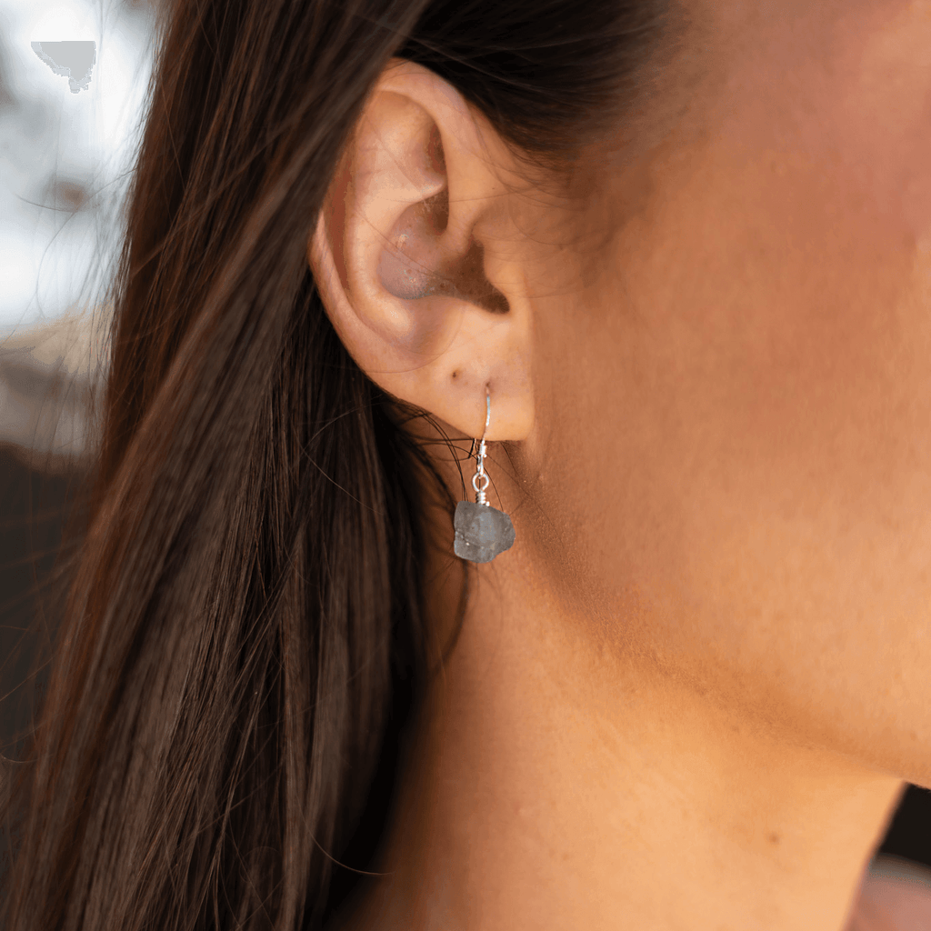 Raw Purple Tanzanite Crystal Dangle Drop Earrings - Raw Purple Tanzanite Crystal Dangle Drop Earrings - Sterling Silver - Luna Tide Handmade Crystal Jewellery