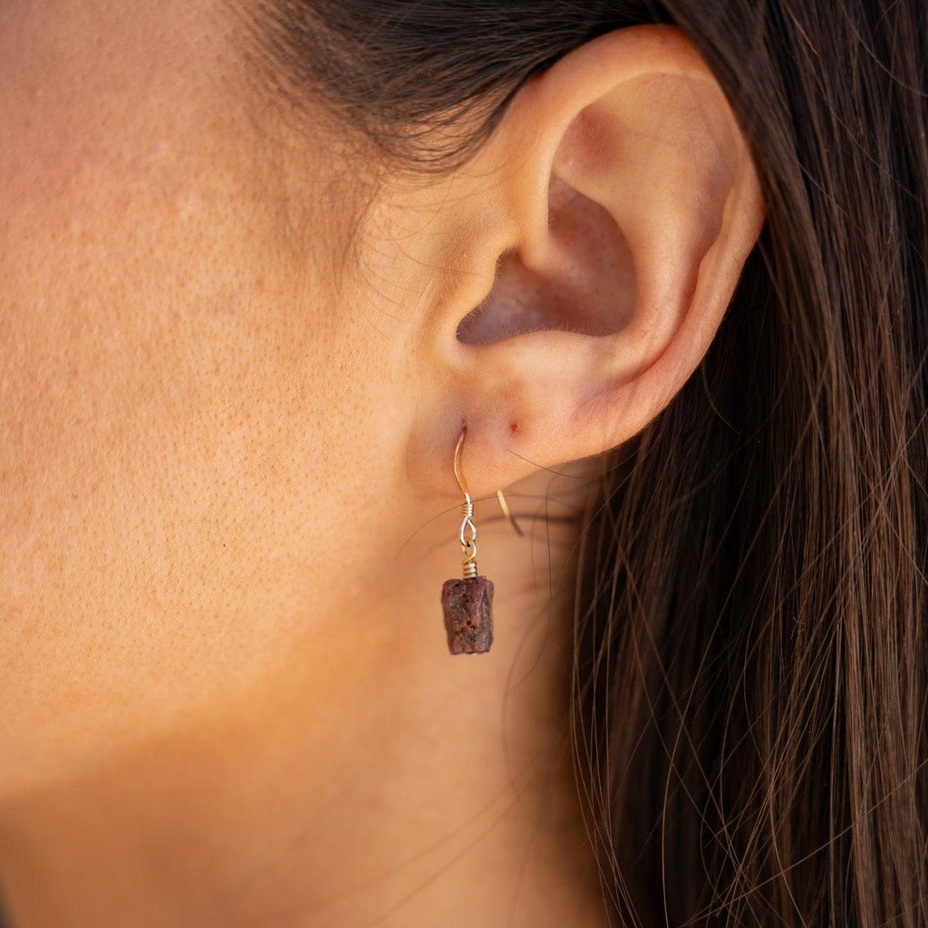 Raw Ruby Crystal Jewellery Set - Raw Ruby Crystal Jewellery Set - 14k Gold Fill / Cable / Necklace & Earrings & Bracelet - Luna Tide Handmade Crystal Jewellery