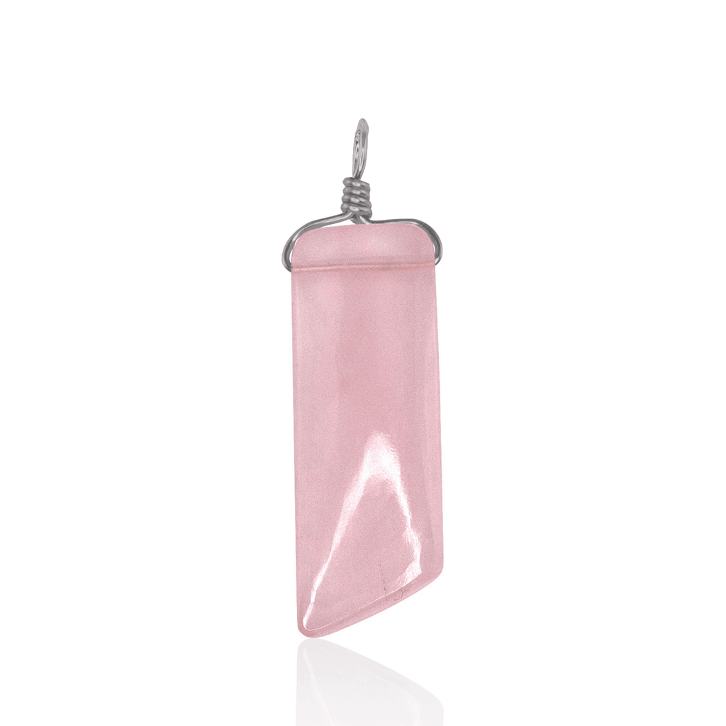 Rose Quartz Smooth Point Pendant - Rose Quartz Smooth Point Pendant - Stainless Steel - Luna Tide Handmade Crystal Jewellery
