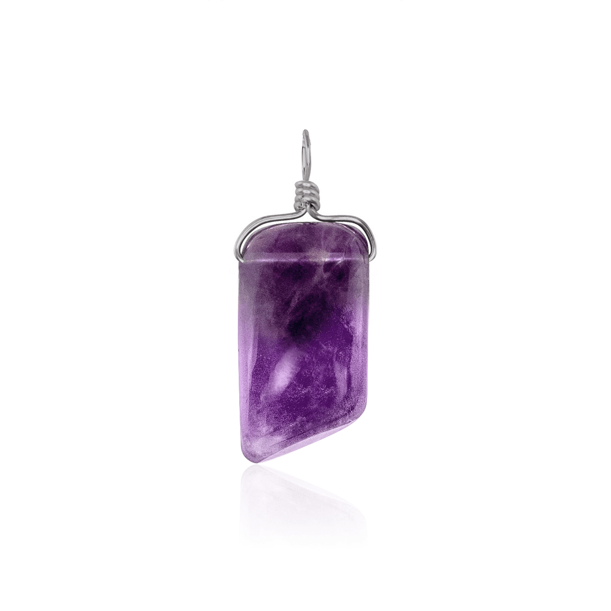 Small Smooth Amethyst Crystal Pendant with Gentle Point - Small Smooth Amethyst Crystal Pendant with Gentle Point - Stainless Steel - Luna Tide Handmade Crystal Jewellery