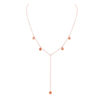 Sunstone Boho Lariat Necklace - Sunstone Boho Lariat Necklace - 14k Rose Gold Fill - Luna Tide Handmade Crystal Jewellery