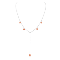 Sunstone Boho Lariat Necklace - Sunstone Boho Lariat Necklace - Sterling Silver - Luna Tide Handmade Crystal Jewellery