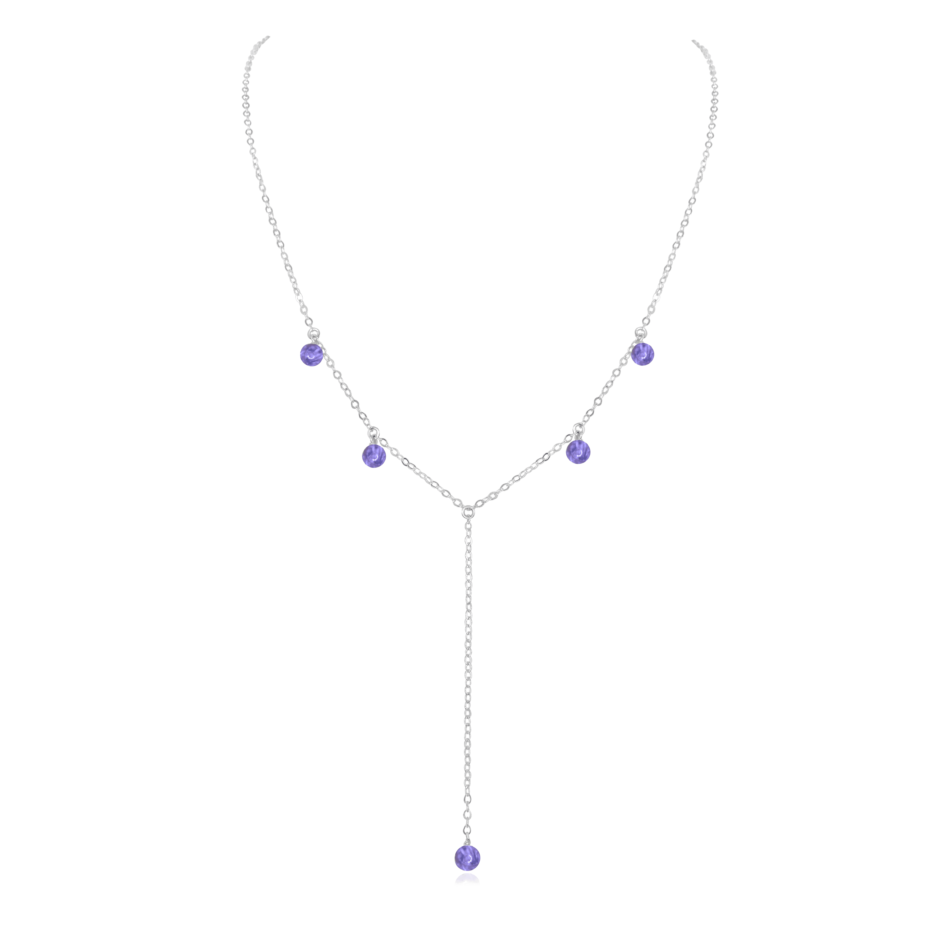 Tanzanite Boho Lariat Necklace - Tanzanite Boho Lariat Necklace - Sterling Silver - Luna Tide Handmade Crystal Jewellery