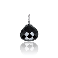Tiny Black Onyx Teardrop Gemstone Pendant - Tiny Black Onyx Teardrop Gemstone Pendant - Stainless Steel - Luna Tide Handmade Crystal Jewellery