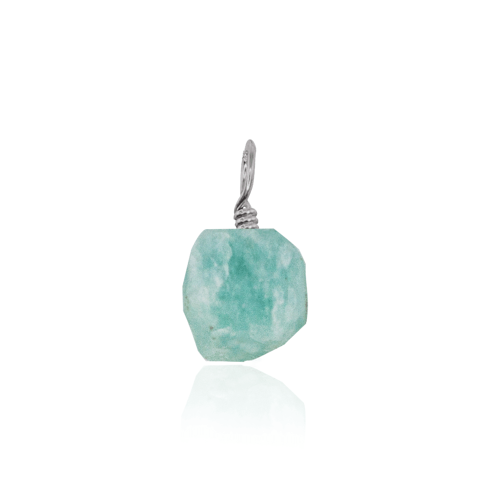 Tiny Raw Amazonite Crystal Pendant - Tiny Raw Amazonite Crystal Pendant - Stainless Steel - Luna Tide Handmade Crystal Jewellery