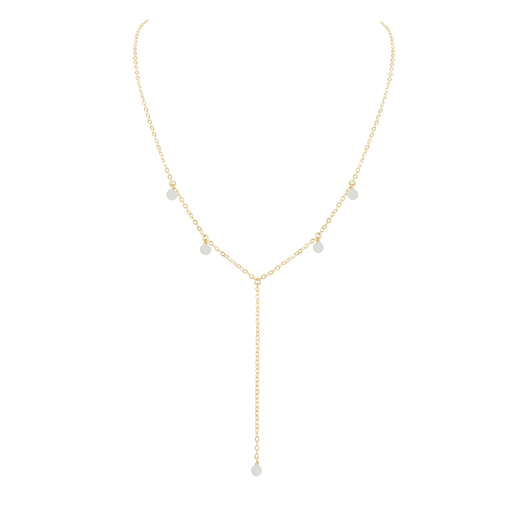 White Moonstone Crystal Boho Lariat Necklace - White Moonstone Crystal Boho Lariat Necklace - 14k Gold Fill - Luna Tide Handmade Crystal Jewellery
