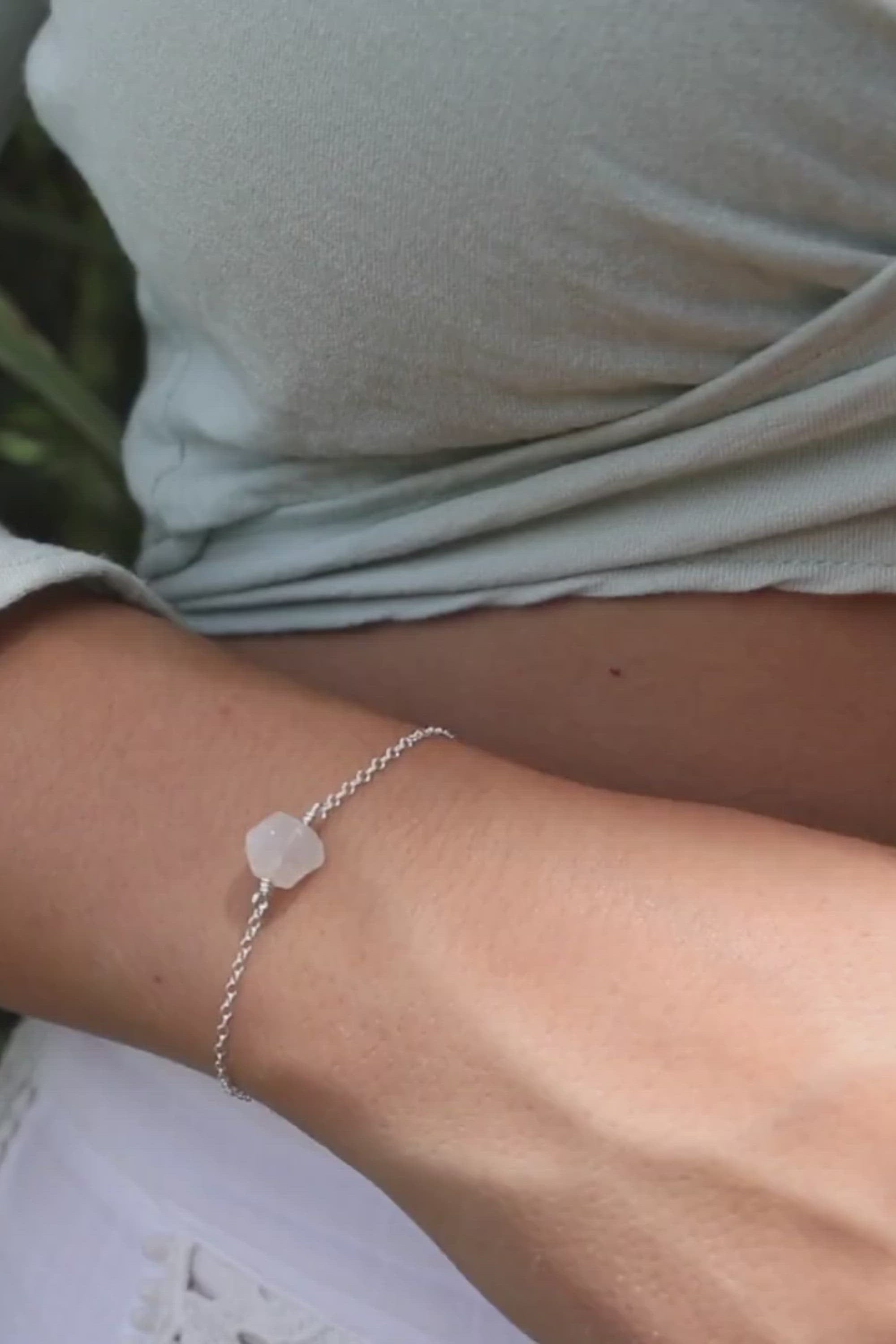 Raw Rainbow Moonstone Crystal Nugget Bracelet