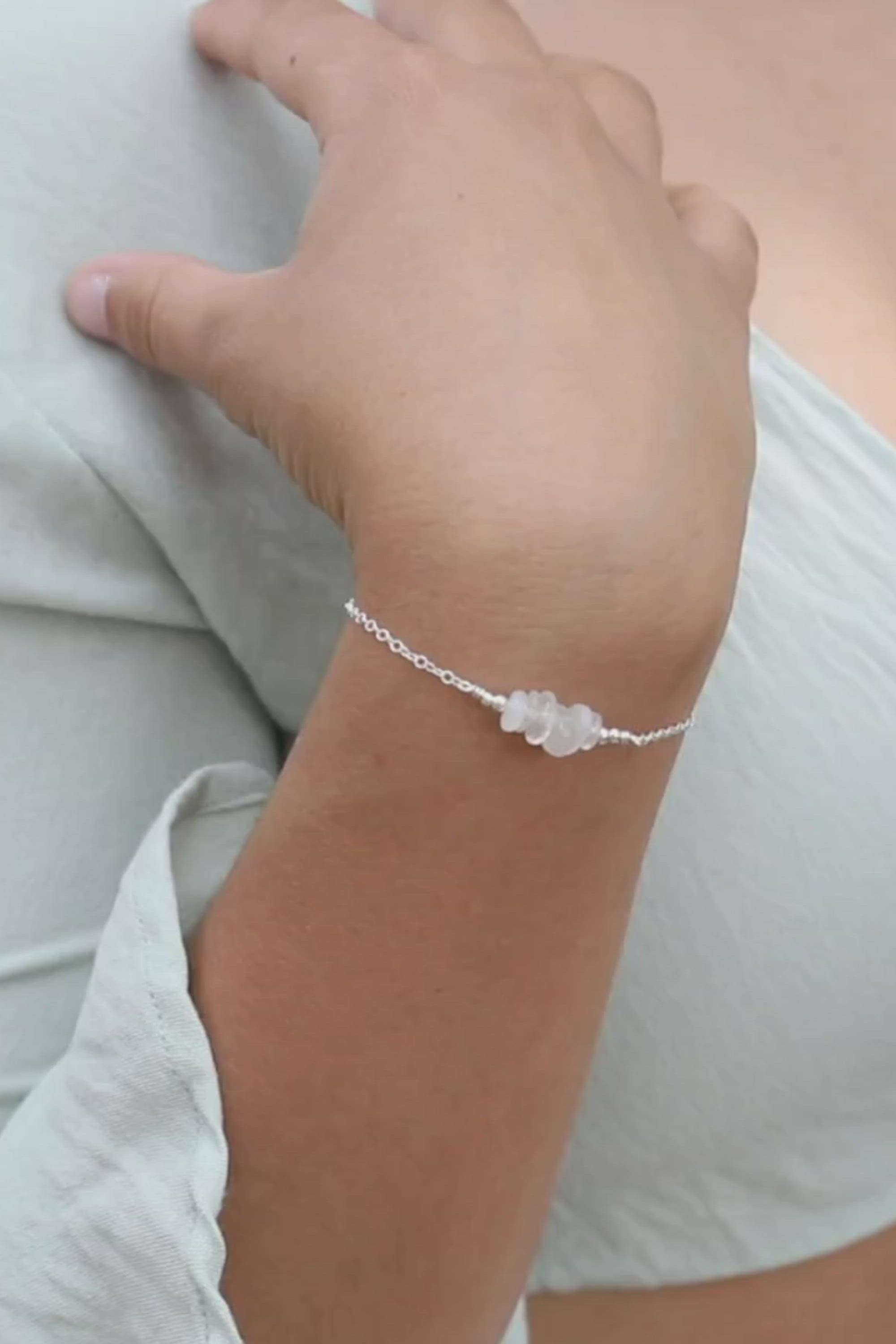 Rainbow moonstone Chip Bead Bar Bracelet