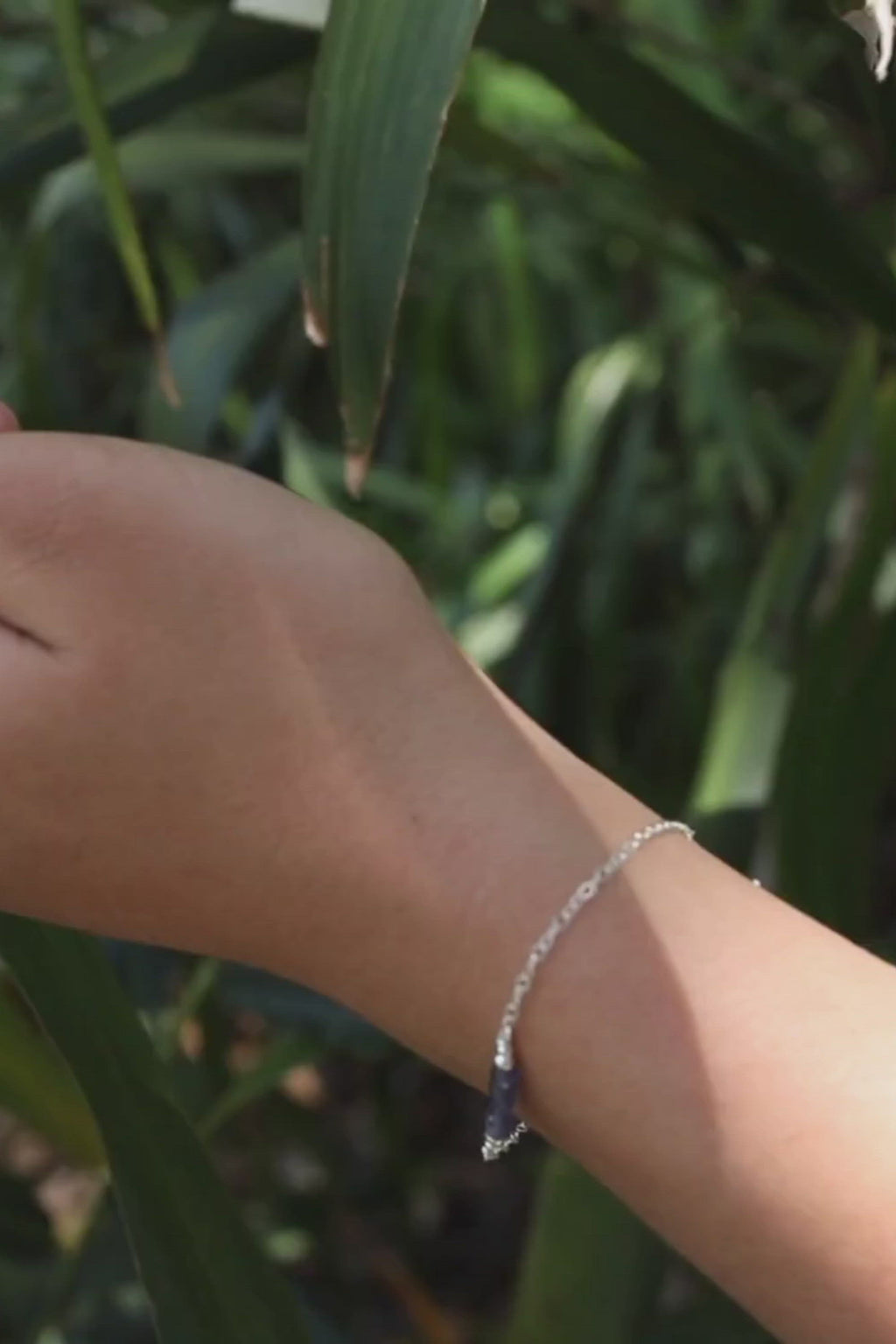 Sparkling Grey Iolite Gemstone Faceted Bead Bar Bracelet