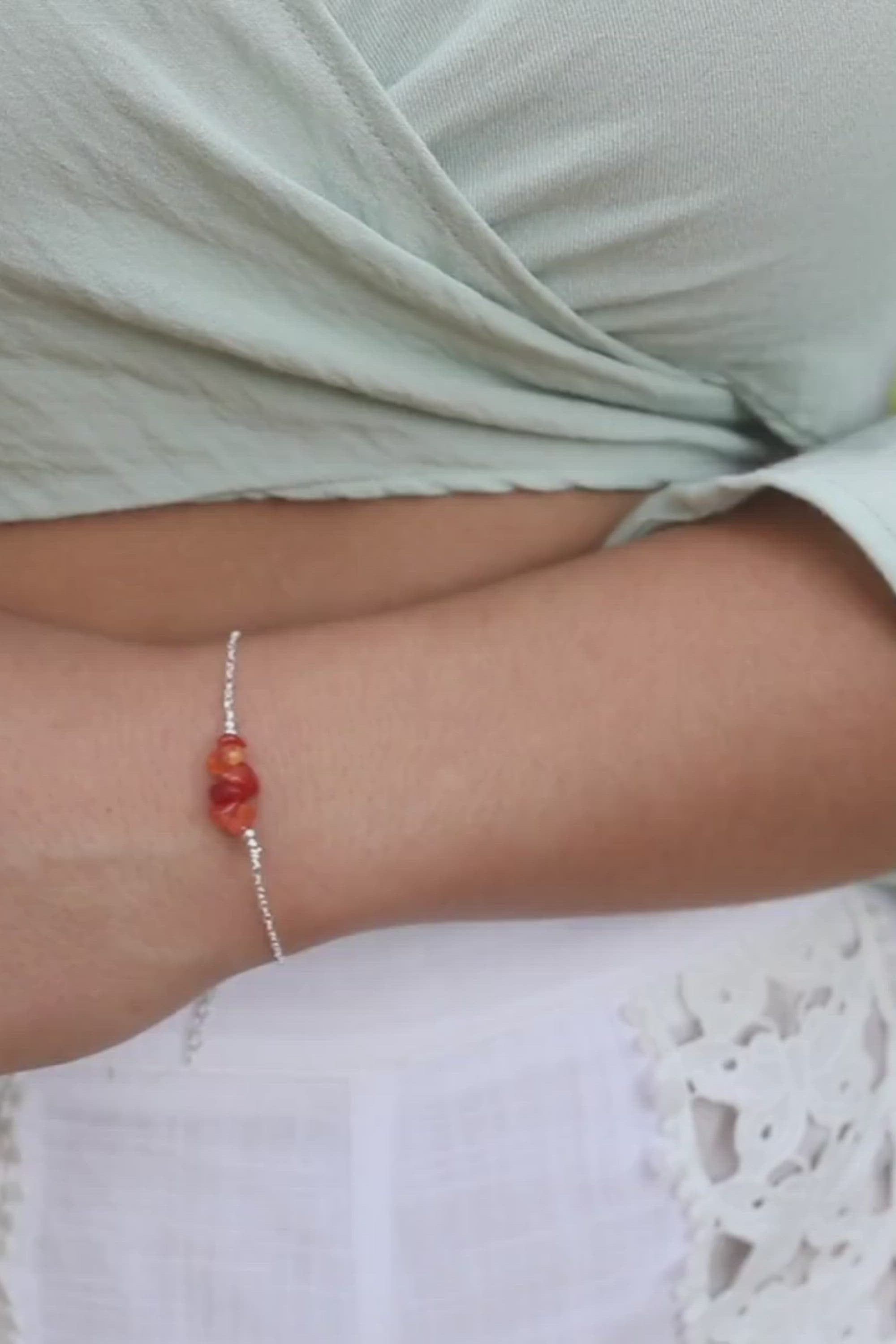 Carnelian Chip Bead Bar Bracelet