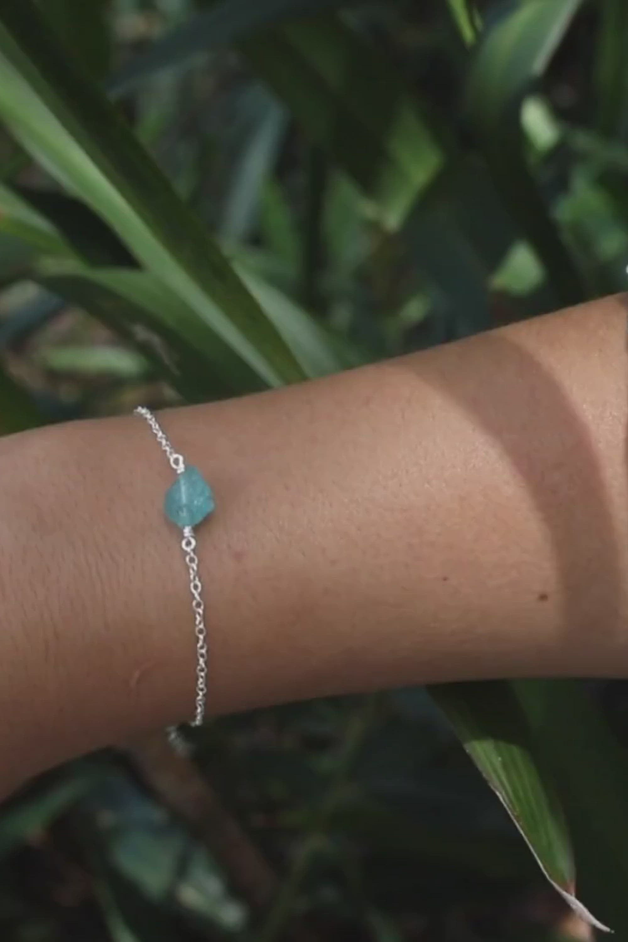 Raw Apatite Crystal Nugget Bracelet