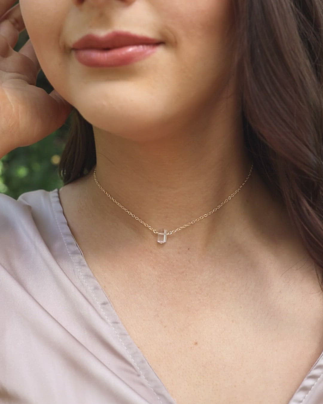 Double Terminated Crystal Quartz Mini Crystal Point Choker Necklace