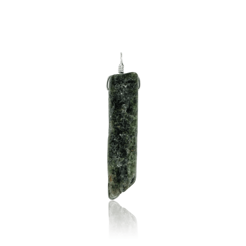 Raw Natural Green Kyanite Point Pendant - Raw Natural Green Kyanite Point Pendant - Sterling Silver / Pendant Only (No Chain) - Luna Tide Handmade Crystal Jewellery