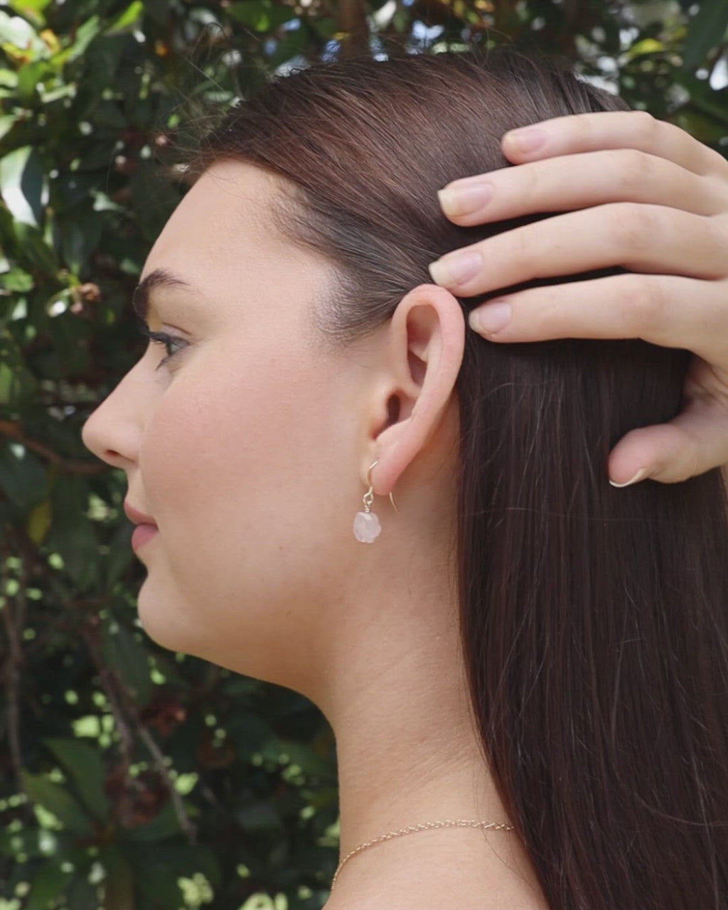 Raw Pink Rose Quartz Crystal Dangle Drop Earrings