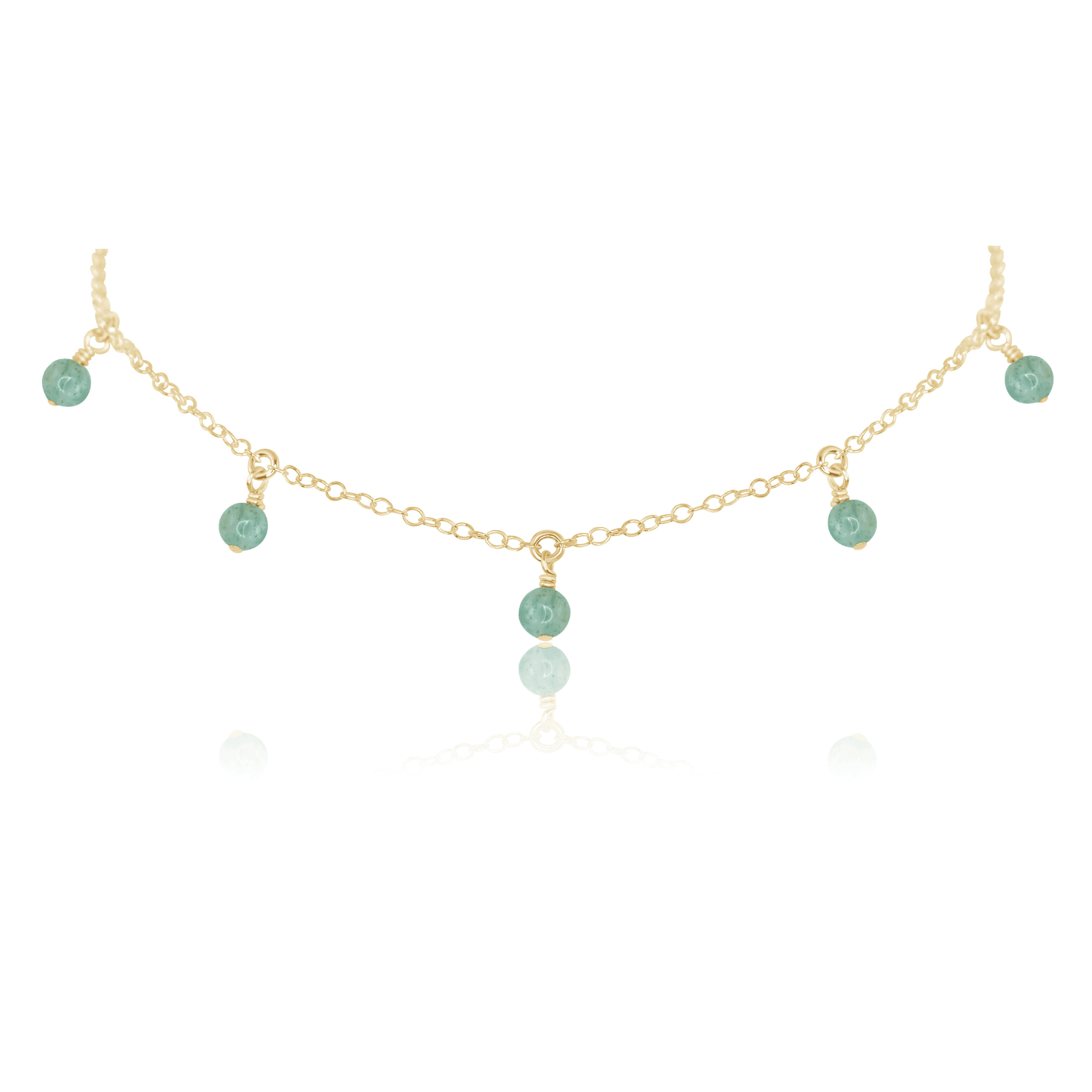 Amazonite Bead Drop Choker - Amazonite Bead Drop Choker - 14k Gold Fill - Luna Tide Handmade Crystal Jewellery