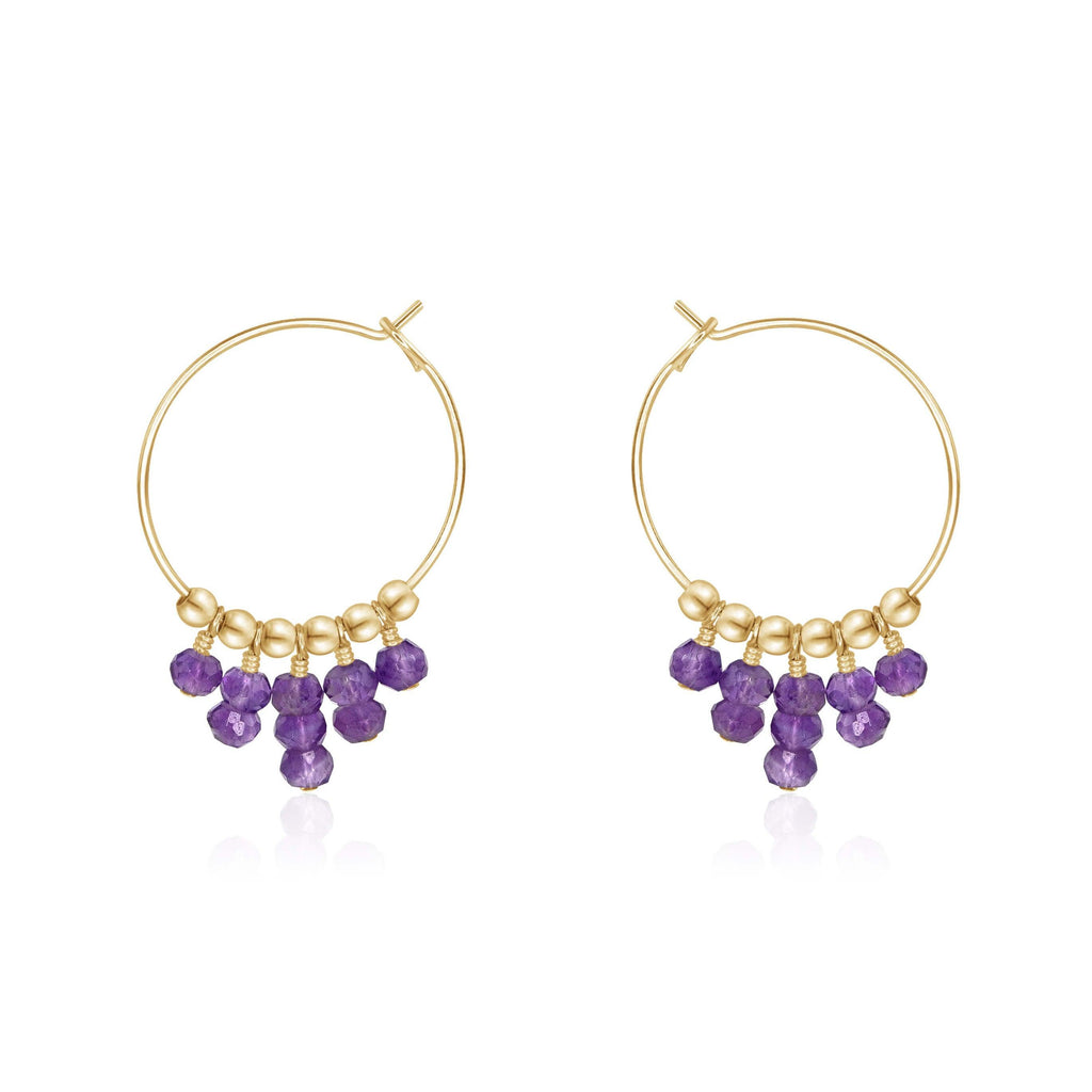 Amethyst Statement Hoop Earrings - Amethyst Statement Hoop Earrings - 14k Gold Fill - Luna Tide Handmade Crystal Jewellery