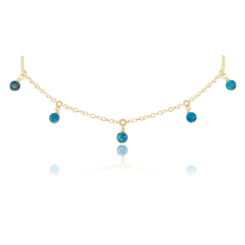 Bead Drop Choker - Apatite - 14K Gold Fill - Luna Tide Handmade Jewellery