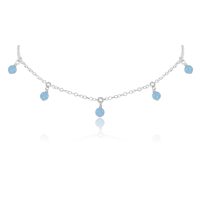 Bead Drop Choker - Aquamarine - Sterling Silver - Luna Tide Handmade Jewellery